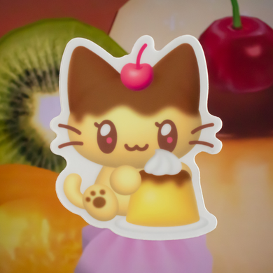 pudding kitty - clear sticker