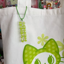 Load image into Gallery viewer, (pre-order) green apple kitty 🍏 tote bag w/ charm
