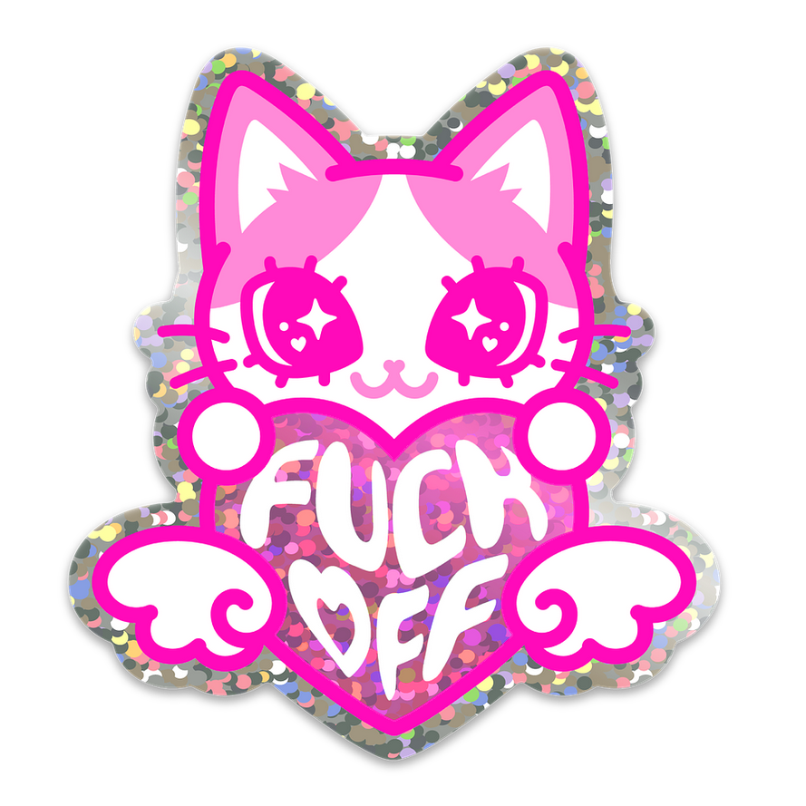 fuck ♡ff glitter sticker
