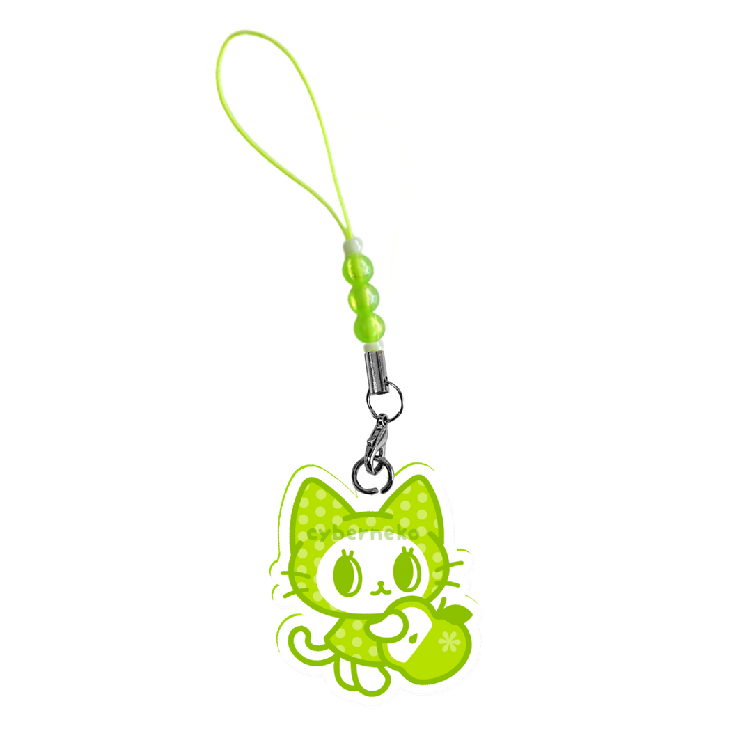 green apple kitty 🍏 phone charm