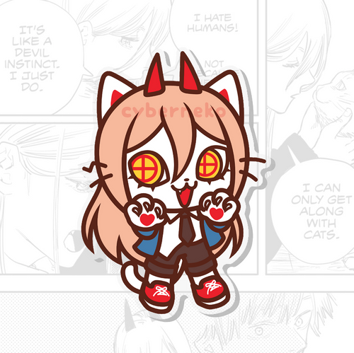 power 🩸 chainsaw meow acrylic pin