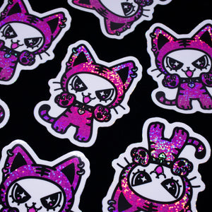 pink tiger glitter sticker